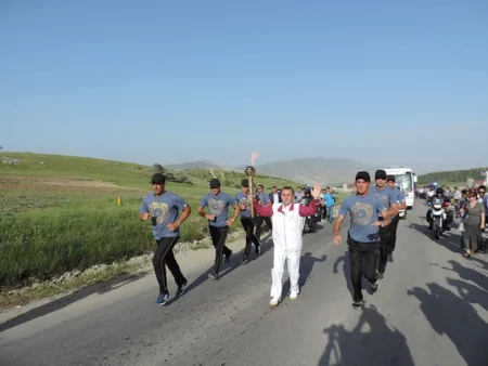 Birinci Avropa Oyunlarının məşəli Azərbaycanın şimal bölgəsinə qədəm basdı - FOTO