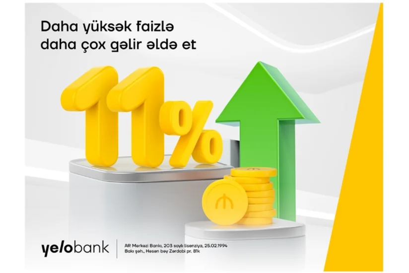 Yelo Bankda əmanət yerləşdir, 11 % gəlir qazan!