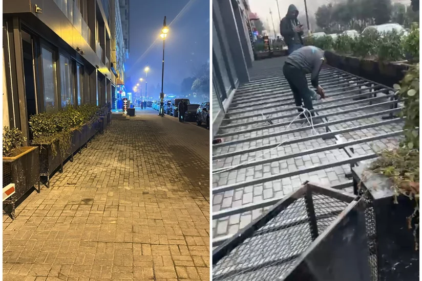 Bakıda səkidə metal konstruksiyadan özbaşına artırma işlərinin qarşısı alınıb