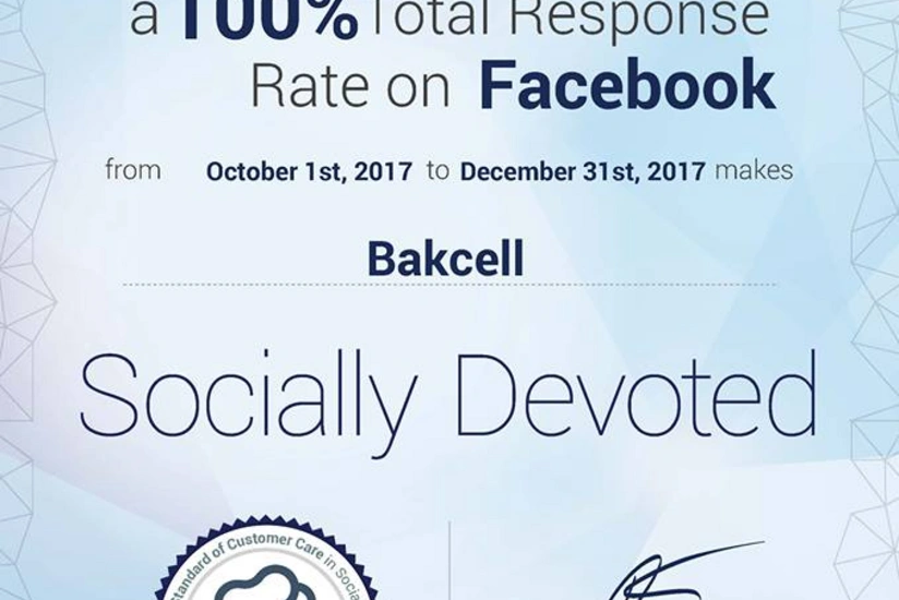 Компания Bakcell в очередной раз получила сертификат Socially Devoted