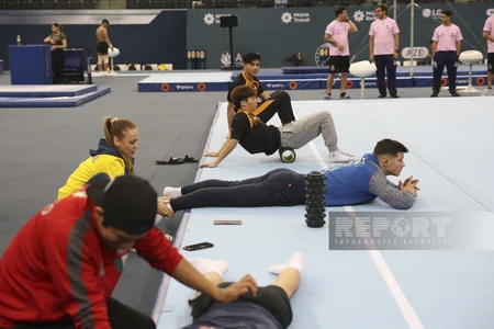 İdman gimnastikası üzrə Azərbaycan millisinin Dünya Kuboku öncəsi açıq məşqi keçirilib