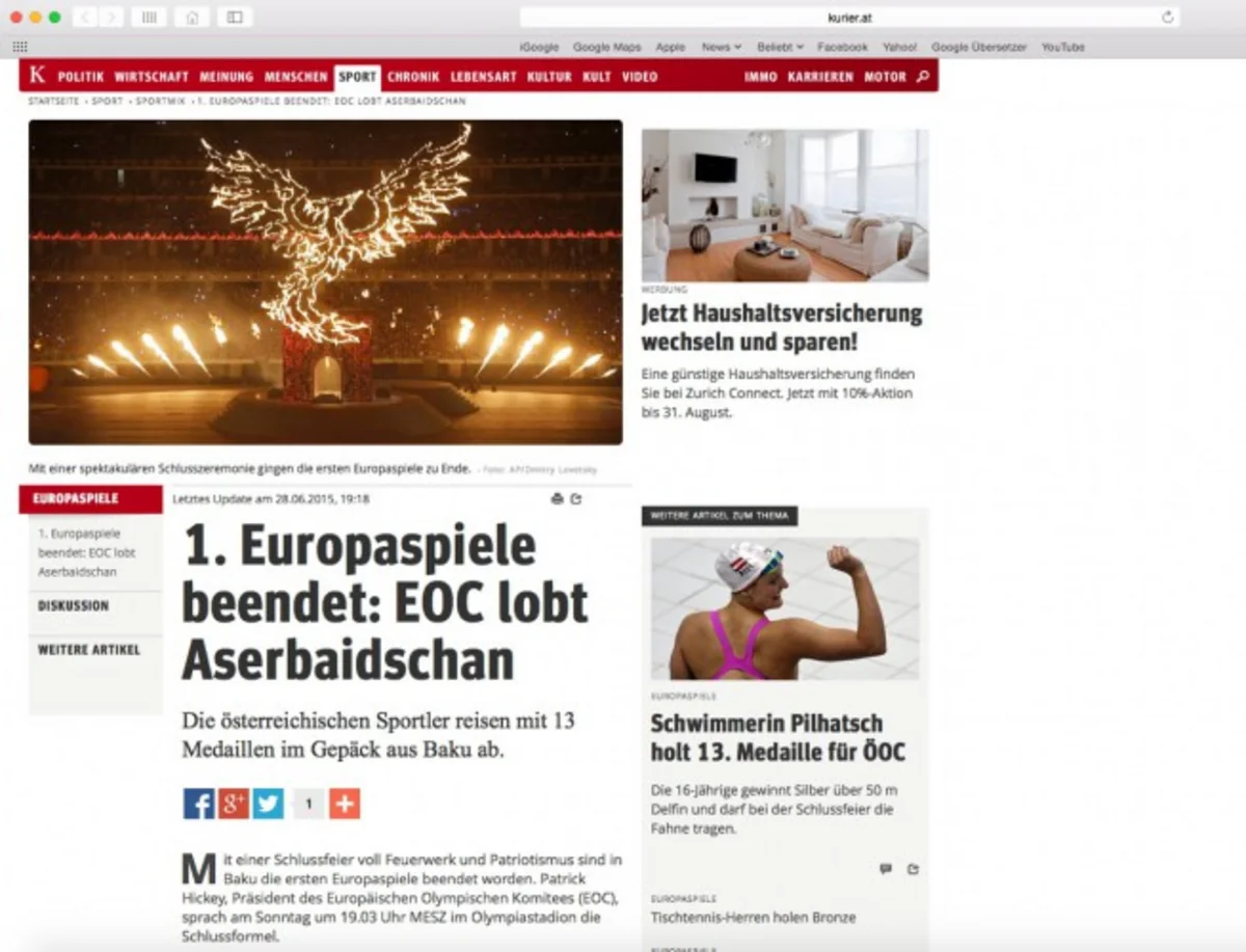 First European Games in spotlight of Austrian press
