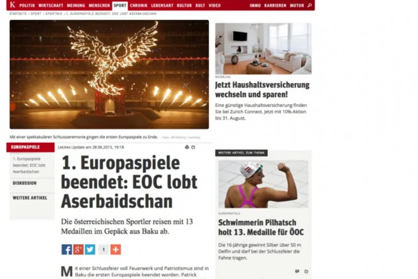 First European Games in spotlight of Austrian press