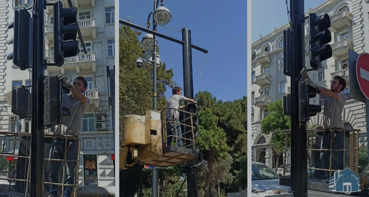 Bakının bir neçə küçəsində yeni tipli işıqfor dirəkləri quraşdırılıb