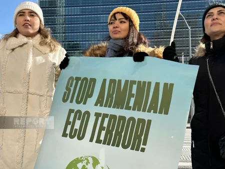 Nyu-Yorkda soydaşlarımız BMT-nin qarşısında Azərbaycan ekoloqlarına dəstək aksiyası keçirib