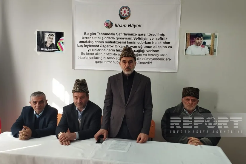 Azərbaycanda bir qrup din xadimi İrandakı səfirliyimizdə törədilmiş terror aktı ilə bağlı etiraz bəyanatı qəbul ediblər