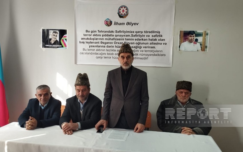 Azərbaycanda bir qrup din xadimi İrandakı səfirliyimizdə törədilmiş terror aktı ilə bağlı etiraz bəyanatı qəbul ediblər