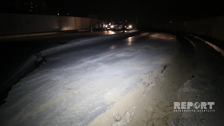 Bakının mərkəzində avtomobil yolu çöküb - FOTO - VİDEO - YENİLƏNİB
