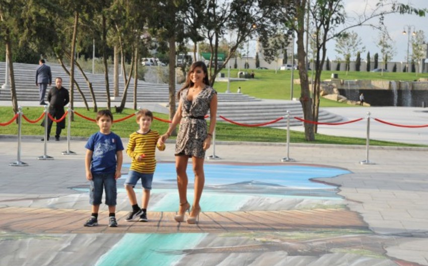 Leyla Aliyeva attends opening of 3D graffiti project in Dada Gorgud park