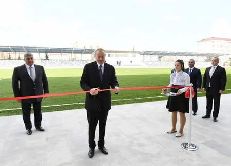 Prezident Beyləqan Olimpiya İdman Kompleksinin açılışında iştirak edib