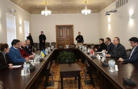 Cavusoglu, Kuleba hold meeting in Ukraine