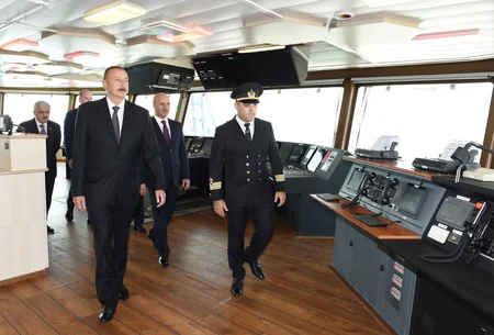 President Ilham Aliyev attends launch of Khankendi’ subsea construction vessel