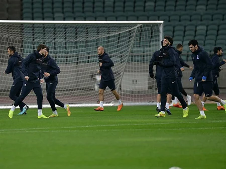 Azərbaycan yığması UEFA Millətlər Liqasındakı oyunlar ərəfəsində Bakı Olimpiya Stadionunda məşqə çıxıb