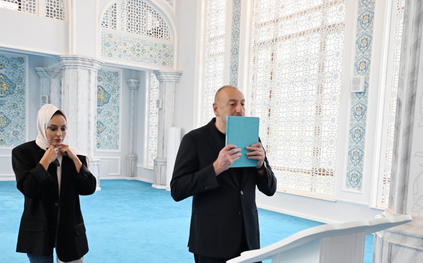 Prezident və birinci xanım Zəngilan məscidinin açılışında iştirak ediblər - YENİLƏNİB