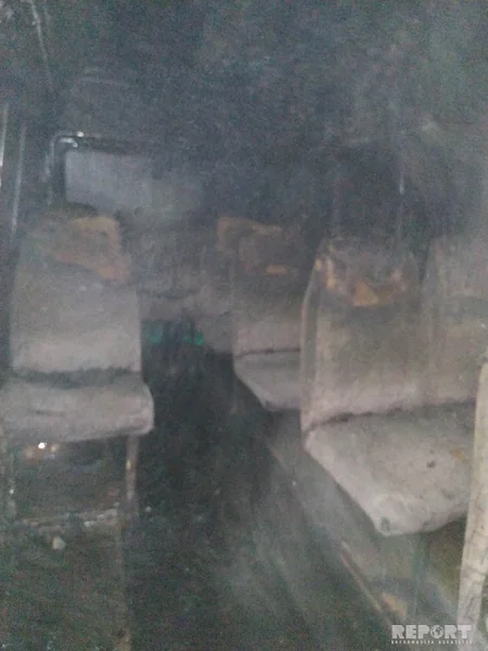 Göyçayda mikroavtobus yanıb - FOTO
