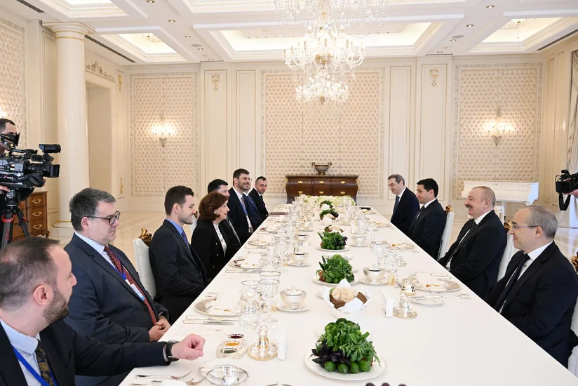 President of Azerbaijan Ilham Aliyev holds expanded meeting over lunch with President of North Macedonia