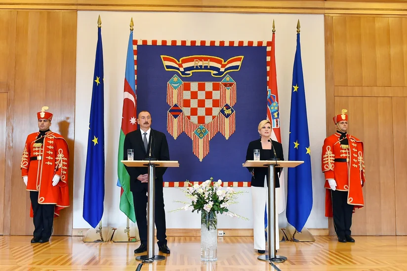 Azerbaijani and Croatian presidents make press statements