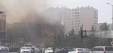 Sumqayıtda Green house şadlıq sarayındakı yanğın söndürülüb - VİDEO - YENİLƏNİB-3