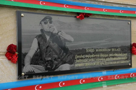 Şəhid jurnalist Məhərrəm İbrahimovun qəbirüstü xatirə bulağının açılışı olub