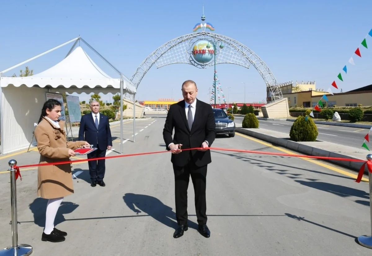 President Ilham Aliyev inaugurates road in Goranboy