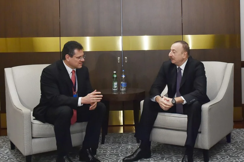 Azərbaycan Prezidenti Maroş Şefçoviç, Berat Albayrak və Kaxa Kaladzeni qəbul edib