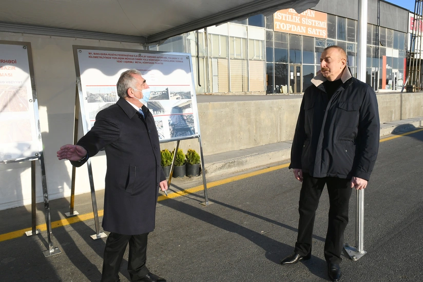 Ilham Aliyev attends opening of new road