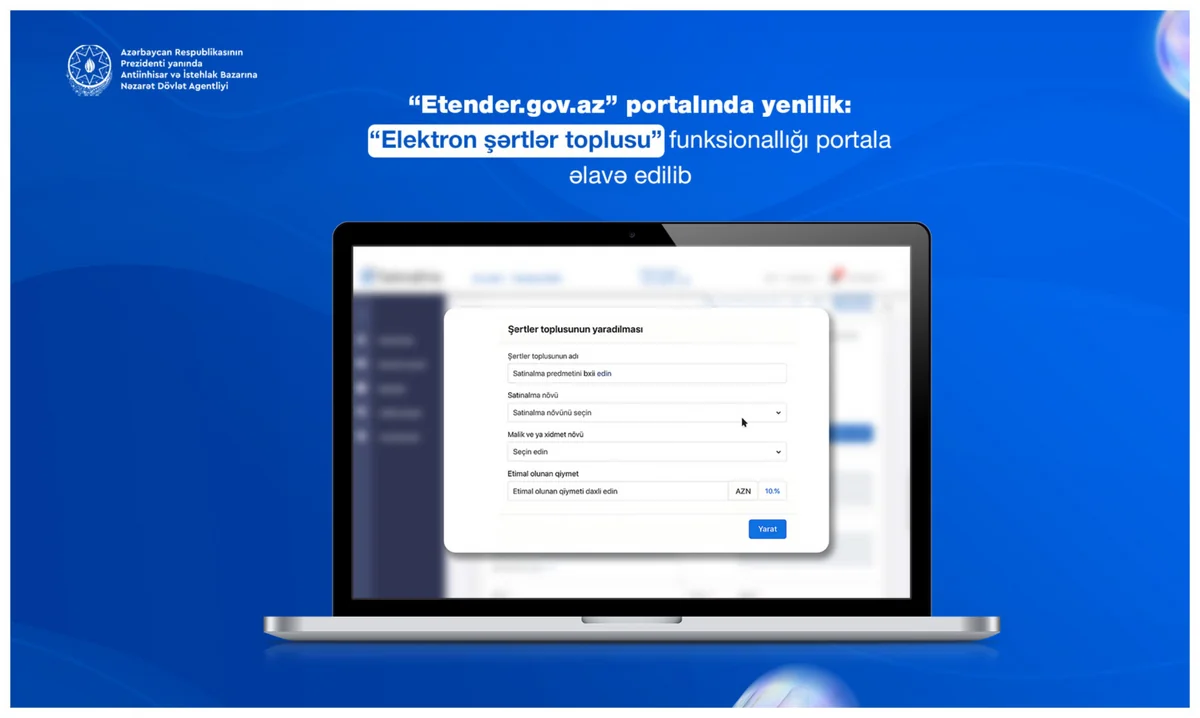 Dövlət satınalmalarının vahid internet portalına yeni funksiya əlavə edilib