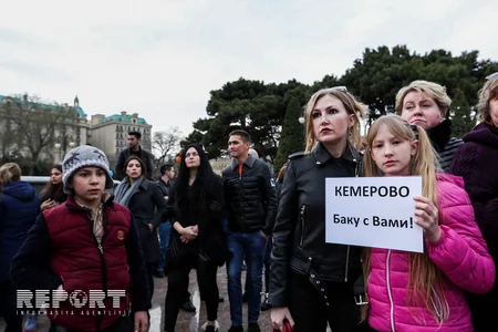 Bakıda Kemerovodakı faciə ilə əlaqədar aksiya keçirilib - FOTO - VİDEO