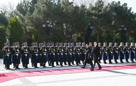 Bakıda Qurbanqulu Berdiməhəmmədovun rəsmi qarşılanma mərasimi olub