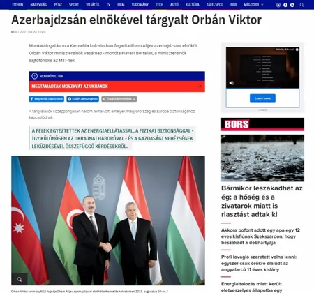 Prezident İlham Əliyevin Budapeştə səfəri Macarıstan KİV-lərində geniş işıqlandırılıb