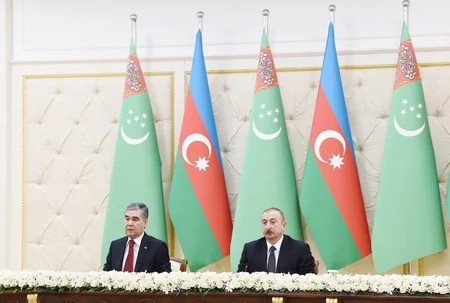 Azerbaijani, Turkmen presidents made press statements