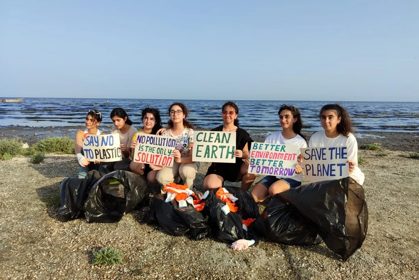 Volunteers from ‘Biodiversity’ Startup clean Caspian Sea coast from litter