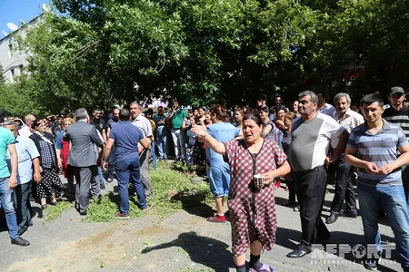 В Баку жители провели акцию протеста против вырубки деревьев - ФОТО
