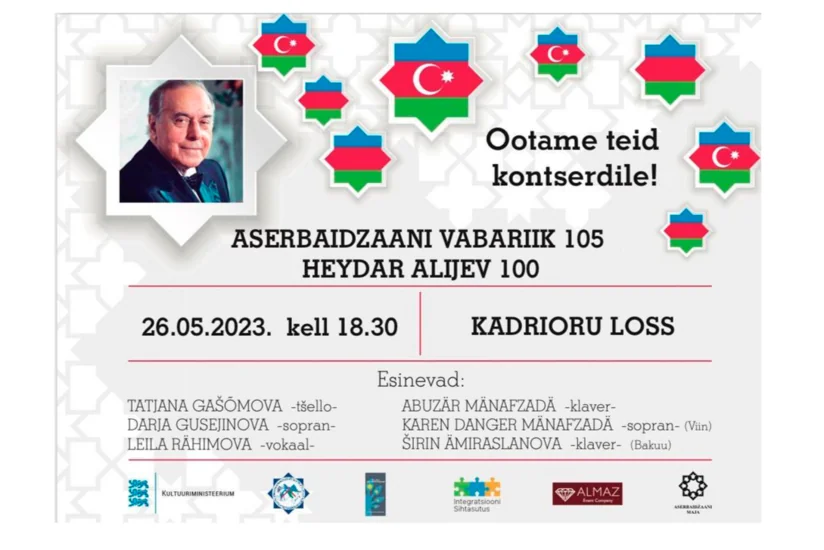 Tallində Azərbaycanın müstəqilliyinin 105, Heydər Əliyevin 100 illiyi münasibətilə konsert keçiriləcək