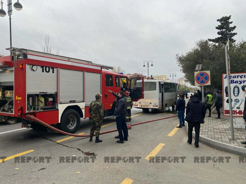 Sumqayıtda avtobusda yanğın olub