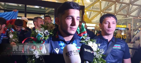 Avropa çempionu olan güləşçilərimiz Vətənə qayıdıblar