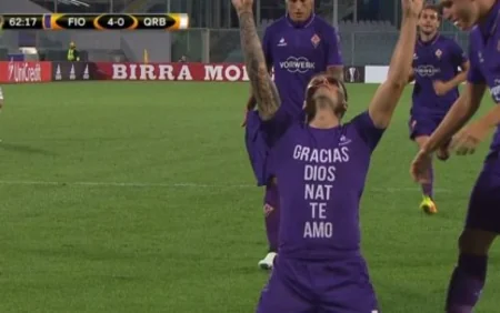 Fiorentina's player dedicates Europa League goals to cancer-stricken wife