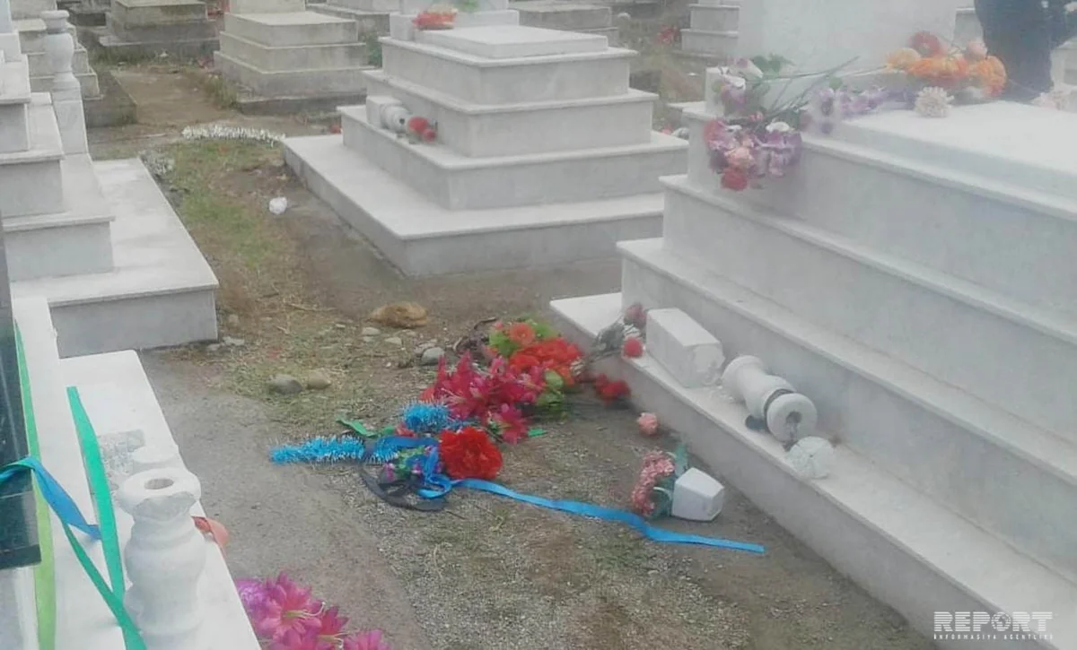 Şəmkirdə 61 qəbirin güldanları dağıdılıb, hadisə törədən şəxs saxlanılıb
