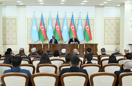Presidents of Azerbaijan and Somalia make press statements