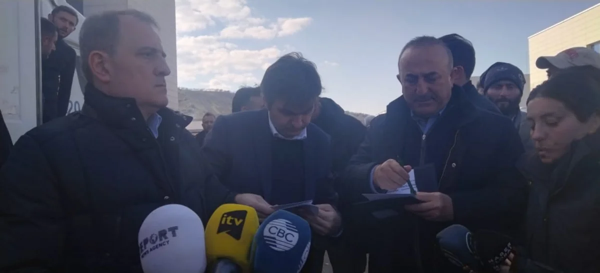 Ceyhun Bayramov və Mövlud Çavuşoğlu Kahramanmaraşda mətbuat konfransı keçirir