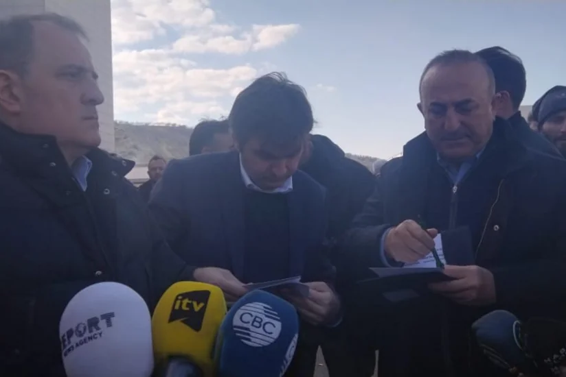 Ceyhun Bayramov və Mövlud Çavuşoğlu Kahramanmaraşda mətbuat konfransı keçirir