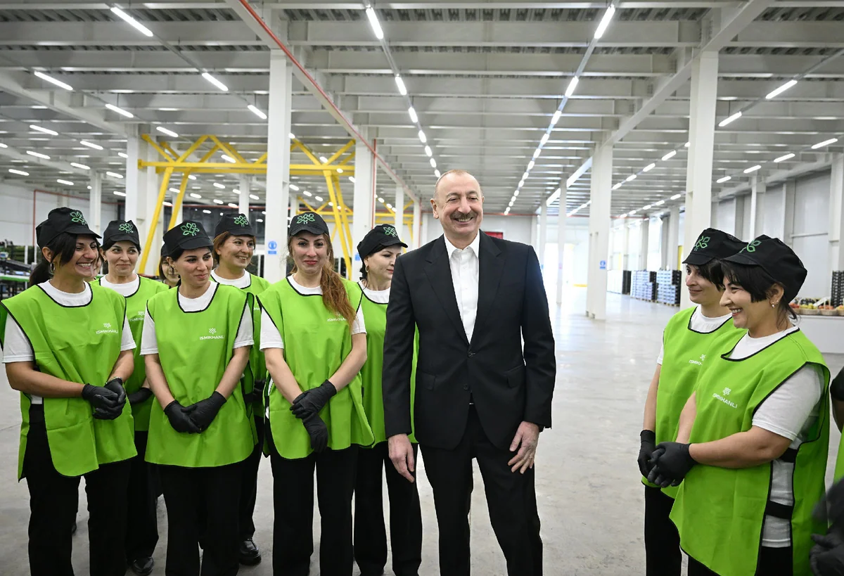 President Ilham Aliyev inspects operations of horticulture and cold storage complex in Gusar District