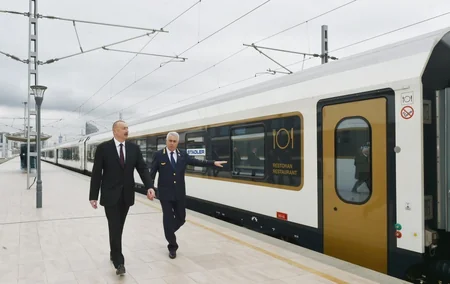 President Ilham Aliyev viewed passenger train to run on Baku-Tbilisi- Kars railway route