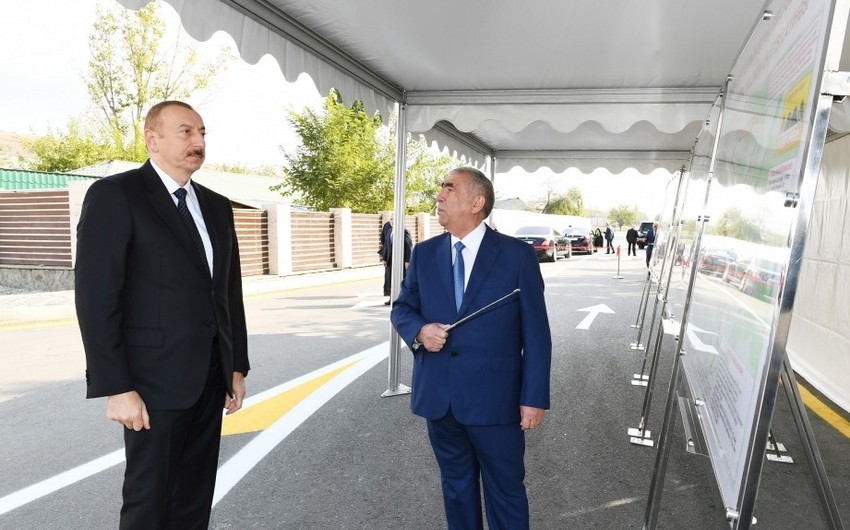 Prezident İlham Əliyev Qəbələdə avtomobil yolunun açılışında iştirak edib - YENİLƏNİB