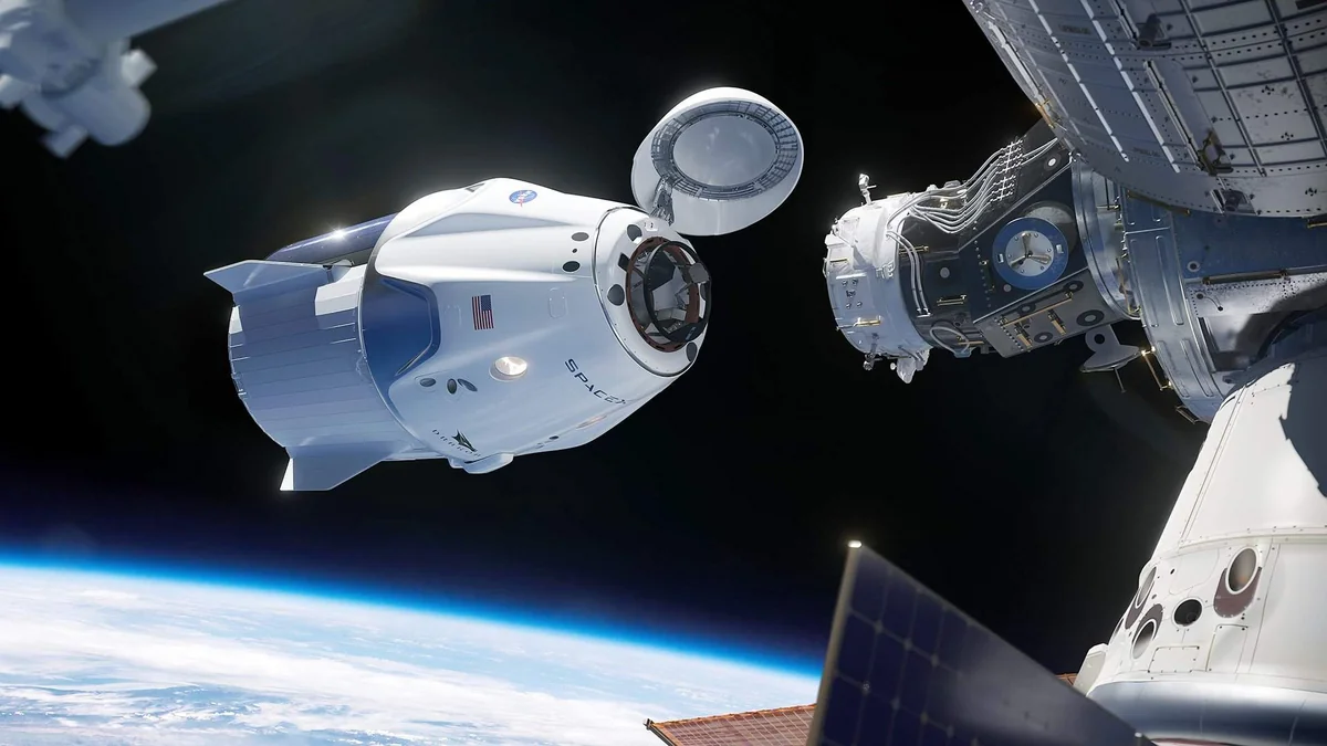 Crew Dragon spacecraft with first Turkish cosmonaut on board docked with ISS
