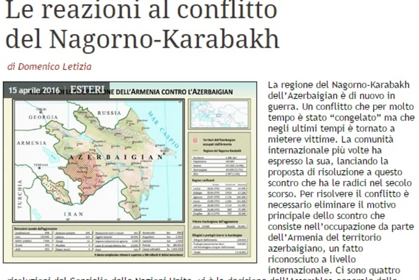 ​İtaliya mətbuatında Dağlıq Qarabağın Ermənistan tərəfindən işğalını pisləyən məqalə dərc olunub
