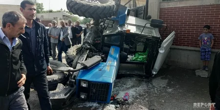 Kürdəmirdə traktor aşıb, sürücü xəsarət alıb - FOTO - VİDEO - YENİLƏNİB