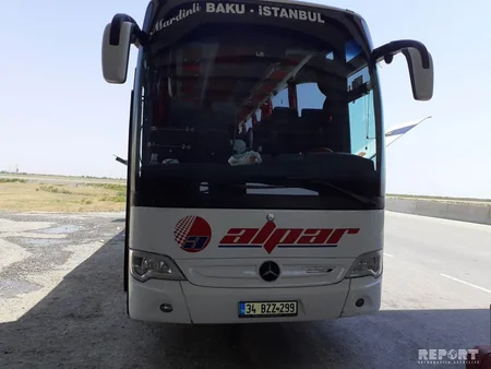 Bakı-İstanbul sərnişin avtobusunda yanğın olub - FOTO