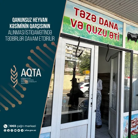 AQTA: 13 heyvan kəsimi və ət satışı məntəqəsi ilə bağlı inzibati tədbir görülüb