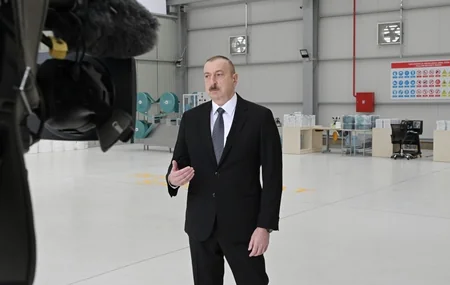 President Aliyev inaugurates medical face masks manufacturing enterprise